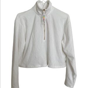 Stoney Clover XS White Terry Cloth Cropped Sweatshirt New